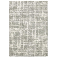 Bed Bath & Beyond 4' X 6' Grey and Ivory Abstract Shag Power Loom Stain Resistant Area Rug