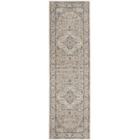 Bed Bath & Beyond 2' X 8' Beige and Grey Oriental Power Loom Non Skid Runner Rug - 3'6