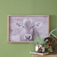 Colonial Tin Works Brown Swiss Cow Wall Art, 24-inch Length, Home Hanging Decoration, Grey, 440355