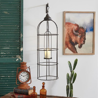 Colonial Tin Works Large Caged Porch Hanging Candle Lantern, 37-inch Height, Home Decoration