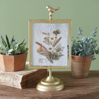 Colonial Tin Works Gilded Pressed Botanical Stand Corydalis and Chrysanthemum, 14.25-inch Height, Home, Home Dcor