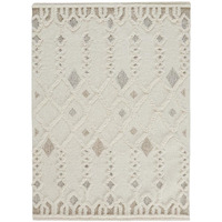 HomeRoots 512805 9 x 12 ft. Ivory Tan & Silver Wool Geometric Hand Tufted Handmade Stain Resistant Rectangle Area Rug