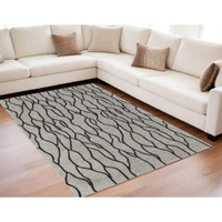 HomeRoots 511852 8 x 11 ft. Taupe & Ivory Wool Abstract Hand Tufted Handmade Stain Resistant Rectangle Area Rug