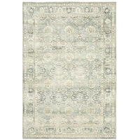 HomeRoots 509666 8 x 10 ft. Green & Ivory Oriental Power Loom Stain Resistant Rectangle Area Rug