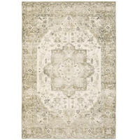 HomeRoots 509681 8 x 10 ft. Tan Ivory Gray & Beige Oriental Power Loom Stain Resistant Rectangle Area Rug