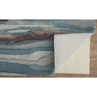 HomeRoots 512750 8 x 10 ft. Blue Red & Ivory Wool Abstract Hand Tufted Handmade Stain Resistant Rectangle Area Rug