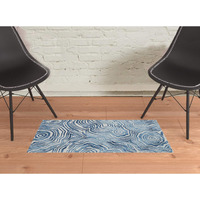 HomeRoots 511112 8 x 11 ft. Blue & Ivory Wool Geometric Hand Tufted Handmade Rectangle Area Rug