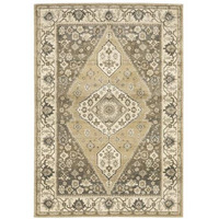 HomeRoots 508865 10 x 13 ft. Beige Gray Tan & Charcoal Oriental Power Loom Stain Resistant Rectangle Area Rug, Rectangular