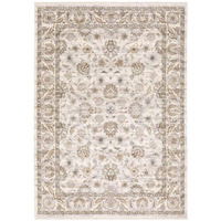 HomeRoots 509398 6 x 9 ft. Ivory & Gray Oriental Power Loom Stain Resistant Rectangle Area Rug with Fringe