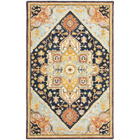 HomeRoots 508118 8 x 10 ft. Navy Rust Blue Ivory & Gold Oriental Hand Tufted Handmade Stain Resistant Rectangle Area Rug