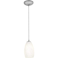 Champagne Glass Pendant - 1-Light Pendant - Cord - Brushed Steel Finish - White Stone Glass Shade