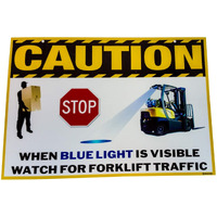 (W) Set of 2 Laminated Vinyl Forklift Traffic Sign Caution Safety Warning Signage Lifting Boom Crane Warehouse Storage Indoor Outdoor Construction Area