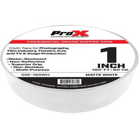 Prox XGF-160WH 1 Inch 180FT 60YD Matte White Commercial Grade Gaffer Tape Pros Choice Non-Residue