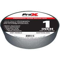 Prox XGF-160BLK 1 Inch 180FT 60YD Matte Black Commercial Grade Gaffer Tape Pros Choice Non-Residue