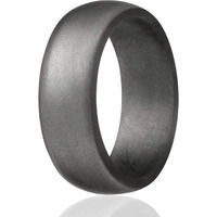 ROQ Silicone Rubber Wedding Ring for Men, Comfort Fit, Breathable Rubber Engagement Band, Men's Wedding Band, 8mm Wide 2mm Thick, Dome Solid, Single, Dark Silver, Size 13