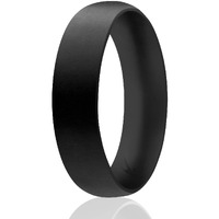 ROQ Silicone Rubber Wedding Ring for Men & Women, Comfort Fit, Men & Women's Wedding Band, Breathable Rubber Engagement Band, 6mm Wide 2mm Thick, Dome Solid Thin, Single, Marble, Size 9