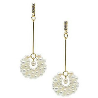 Cubic lined fresh water pearl drop earrings By DOBBI