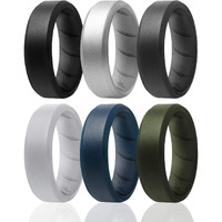 ROQ Silicone Rings - Breathable Silicone Rubber Rings for Men with Comfort Fit Design - 6 Pack - Medical Grade Silicone - Black, Grey, Silver, Blue, Black Camo, Metallic Platinum Colors - Size 15