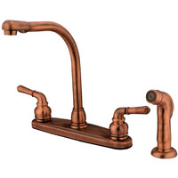 Kingston Brass KB756SP Magellan 8-Inch High Arch Kitchen Faucet with Sprayer, Vintage Copper