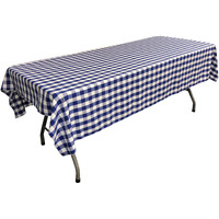 LA Linen Gingham Tablecloth - Checkered Tablecloth for Parties, Picnics & More - Farmhouse Tablecloth - Spring Tablecloth - Picnic Tablecloth - Cloth Tablecloths for Rectangle Tables - 60x102  Blue