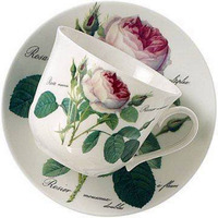 Roy Kirkham Breakfast Cup/Saucer, Redoute Rose, Set of 2