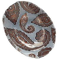 Red Pomegranate Paisley Oval Bowl Slate Grey Copper 9-Inch