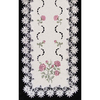 Sinobrite H0608-RS Pink Rose Lacey Edge Oval Placemat, 12 x 18 in.