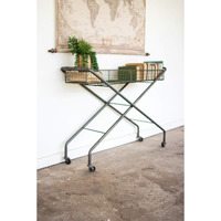 KALALOU - CQ6817 Rolling Metal Basket Console, One Size, Gray