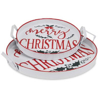 Cheung's 5493-2 Merry Christmas Trays with Side Handles - Set of 2