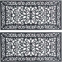 4 Ft X 2 Decorative Scrollwork Entryway Rubber Door Mat - Pack 47 23.5 0.38 Black Scroll Latex Free