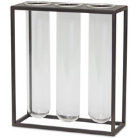 Melrose International 82051 8 x 9 in. Iron & Glass Stand Vases Brown & Glass - Set of 4