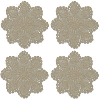 212 Main 12 in. Crochet Envy Pineapple Round Doily - Natural - Set of 4