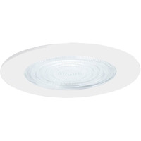 Jesco Lighting TM607WH 6-Inch Aperture Line Voltage Trim Recessed Light, Fresnel Lens for Shower, White Finish