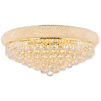 Elegant Lighting 1800F24G/RC Royal Cut Clear Crystal Primo 12-Light, Single-Tier Flush Mount Crystal Chandelier, Finished in Gold with Clear Crystals