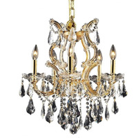 Elegant Lighting 2801D20G/RC Royal Cut Clear Crystal Maria Theresa 6-Light, Single-Tier Crystal Chandelier, Finished in Gold with Clear Crystals