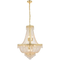 Elegant Lighting 1900D24G/RC Royal Cut Clear Crystal Century 12-Light, Two-Tier Crystal Chandelier, 24  x 30 , Finished in Gold with Clear Crystals