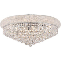 Elegant Lighting 1800F24C/RC Primo Collection 12-Light Flush Mount Royal Cut Crystals with Chrome Finish