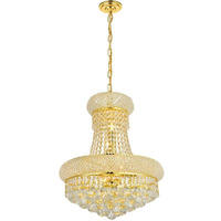 Elegant Lighting 1800D16G/RC Primo Collection 8-Light Hanging Fixture Royal Cut Crystal with Gold Finish