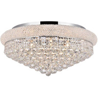 Elegant Lighting 1800F28C/RC Royal Cut Clear Crystal Primo 15-Light, Single-Tier Flush Mount Crystal Chandelier, Finished in Chrome with Clear Crystals