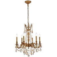 Elegant Lighting 9206D23FG-GT/RC Royal Cut Smoky Golden Teak Crystal Rosalia 6-Light, Single-Tier Crystal Chandelier, 23  x 26 , Finished in French Gold with Smoky Golden Teak Crystals