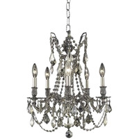 Elegant Lighting 9205D18PW-GT/RC Royal Cut Smoky Golden Teak Crystal Rosalia 5-Light, Single-Tier Crystal Chandelier, 18  x 19 , Finished in Peter ith Smoky Golden Teak Crystals