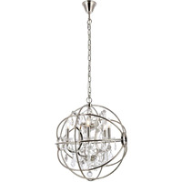 Elegant Lighting Geneva Collection 5-Light Pendant Lamp with Royal Cut Crystals, Polished Nickel Finish