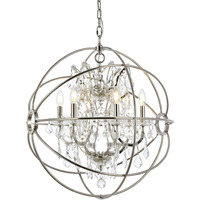 Elegant Lighting Geneva Collection 1130D25PN/RC 6-Light Pendant Lamp ith Royal Cut Crystals, Polished Nickel Finish