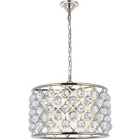 Elegant Lighting Madison Collection 1206D20PN/RC 6-Light Pendant Lamp with Royal Cut Crystals, Polished Nickel Finish