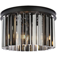 Elegant Lighting Sydney Collection 1208F16MB-SS/RC 3-Light Flush Mount ith Royal Cut Silver Shade Crystals, Mocha Bron Finish