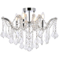 Elegant Lighting Indoor Modern Home Decorative Bright Maria Theresa 4 Light Chrome Flush Mount Clear Royal Cut Crystal