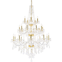 25-Light Chandelier Clear Royal Cut Crystal in Gold