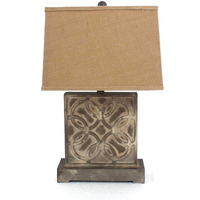 HomeRoots Lighting 4.75-inch x 11.75-inch x 24.75-inch Brown, Vintage with Khaki Linen Shade - Table Lamp