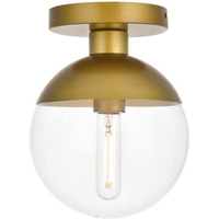 Living District Eclipse 1-Light Glass & Metal Flush Mount in Brass/Clear