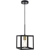 Living District Resolute 1-Light Mid-Century Metal Pendant in Brass and Black